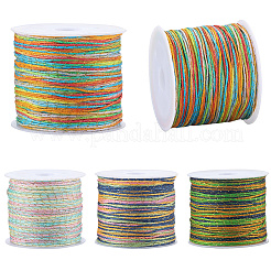 4 Rolls 4 Colors Segment Dyed Nylon Braided Cord with Gold Thread&nbsp;WCOR-SC0001-02A
