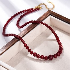Natural Rhodochrosite & Shell Pearl Round Graduated Beaded Necklaces&nbsp;NJEW-U026-25G
