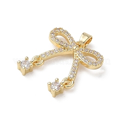 Brass Micro Pave Clear Cubic Zirconia Pendants&nbsp;KK-A299-09G