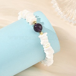 Natural Sea Shell Square Heishi Beads Dangle Earrings and Bracelets&nbsp;SJEW-JS01388