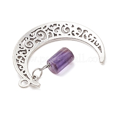 4Pcs 4 Styles Natural Apatite & Amethyst & Aquamarine & Canadian Jade Faceted Column Pendants&nbsp;PALLOY-JF02970