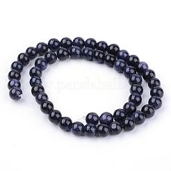 Synthetic Blue Goldstone Beads Strands&nbsp;G-Q462-6mm-28
