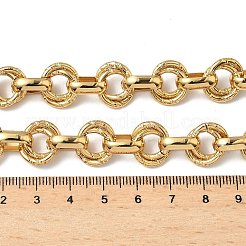 304 Stainless Steel Textured Double Ring Link Chain Necklaces&nbsp;NJEW-S453-02G-C