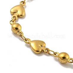 Heart & Round 304 Stainless Steel Link Chains Bracelets for Women&nbsp;BJEW-B059-01G-01
