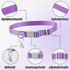 5Pcs 5 Colors Polyamide Reflective Dog Collar with Iron Bell&nbsp;AJEW-CN0006-03