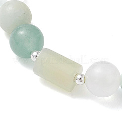 Natural Quartz Crystal & Green Aventurine & Amazonite Beads Stretch Bracelets for Women&nbsp;BJEW-TA00704-01