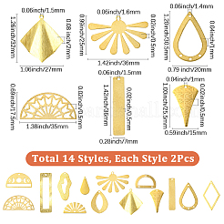 28Pcs 14 Styles Brass Filigree Joiners Links & Pendants&nbsp;KK-SC0006-81
