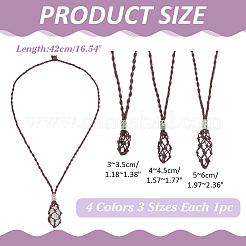 12Pcs 4 Colors Waxed Cotton Thread Macrame Pouch Necklaces&nbsp;NJEW-PH01573