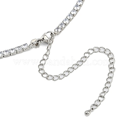 Brass Clear Cubic Zirconia Heart Pendant Strass Chain Necklaces for Women&nbsp;NJEW-U015-10GP-01