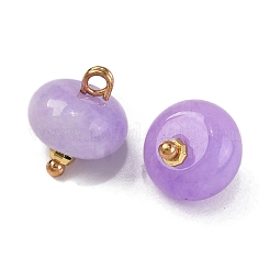 Natural White Jade Dyed Saucer Charms with Rack Plating Golden Tone Brass Bails&nbsp;KK-B103-17B-03