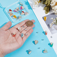 20Pcs 10 Colors Heart Resin & Wood Stud Earring&nbsp;EJEW-AR00010