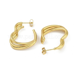 PVD Vacuum Plating 201 Stainless Steel Split Stud Earrings for Women&nbsp;EJEW-F345-12G