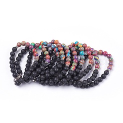 Natural Lava Rock Beads Stretch Bracelets&nbsp;BJEW-I241-13O