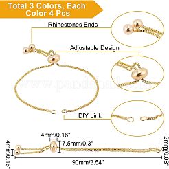 12Pcs 3 Colors Brass Box Chain Slider Bracelet Making&nbsp;KK-NB0001-79