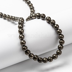 Natural Pyrite Beads Strands&nbsp;G-L031-6mm-01