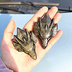 Natural Golden Sheen Obsidian Carved Dragon Figurines&nbsp;PW-WG46613-01