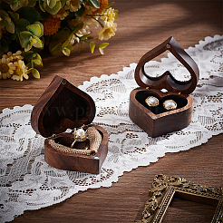 Heart Wood Ring Storage Boxes&nbsp;CON-WH0087-50