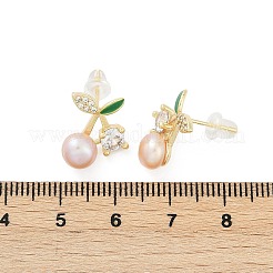 Cherry Brass Clear Cubic Zirconia Stud Earrings&nbsp;KK-D301-13G