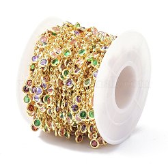 Brass & Cubic Zirconia Beaded Chain&nbsp;CHC-D029-29G