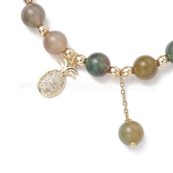 3Pcs Natural Aquamarine & Rose Quartz & Amethyst & Indian Agate & White Jade Imitation Morganite Round Beaded Bracelets&nbsp;BJEW-JB11933