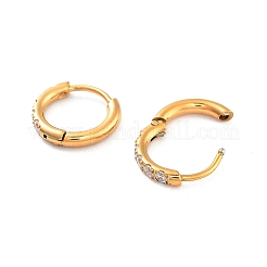 Ion Plating(IP) 316 Surgical Stainless Steel Pave Clear Cubic Zirconia Hoop Earrings Women&nbsp;EJEW-A109-01B-G