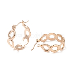 304 Stainless Steel Oval Link Chunky Hoop Earrings for Women Ion Plating(IP)&nbsp;EJEW-P197-06RG