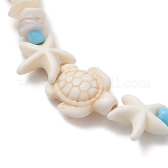 Natural Shell & Synthetic Turquoise Beads Bracelets&nbsp;BJEW-JB13234
