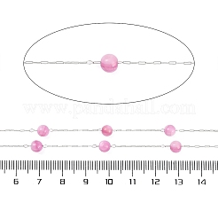 304 Stainless Steel & Dyed Shell Handmade Round Beads Chain&nbsp;CHS-H028-04A-01