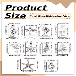 60Pcs 10 Styles Tibetan Style Alloy Pendants&nbsp;FIND-LP0003-15