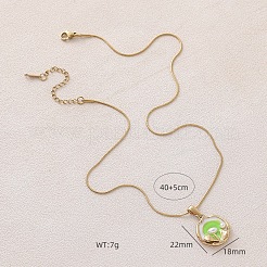304 Stainless Steel Enamel with Imitation Pearl Flower Pendant Necklaces for Women&nbsp;DU2502