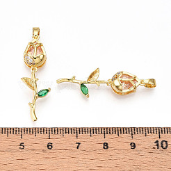 Brass Micro Pave Cubic Zirconia Pendants&nbsp;KK-N254-221G-02
