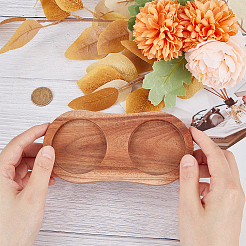 2-Slot Wooden Salt and Pepper Mill Tray&nbsp;WOOD-WH0030-31