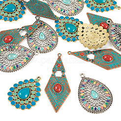 15Pcs 3 Styles Tibetan Style Alloy with Acrylic Pendants&nbsp;FIND-TA0010-20