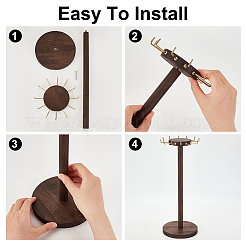 Round Wood Jewelry Necklace Display Organizer Hanging Tower Rack&nbsp;NDIS-WH0017-05
