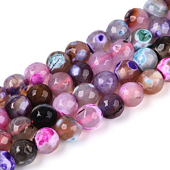 Dyed & Heated Natural Fire Crackle Agate Beads Strands&nbsp;G-N359-01A-01
