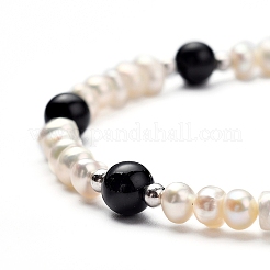 Natural Black Agate Beaded Bracelets&nbsp;BJEW-JB05313-05