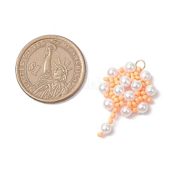 Handmade Glass Seed Beaded Flower Pendants&nbsp;PALLOY-MZ00498-05