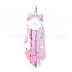 Handmade Unicorn Woven Net/Web with Feather Wall Hanging Decoration&nbsp;LS-HJEW-A001-01A