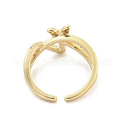 Brass Micro Pave Cubic Zirconia Cuff Rings&nbsp;RJEW-I103-070G