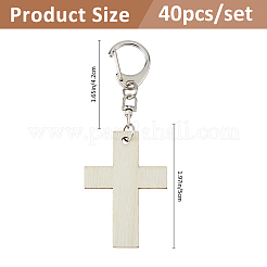 40Pcs Cross Blank Wood Pendant Decorations&nbsp;HJEW-FH00266