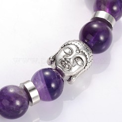 Buddha Head Gemstone Beaded Stretch Bracelets&nbsp;BJEW-JB01864-01