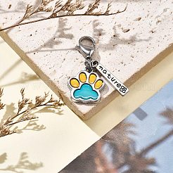 Dog Paw Print Alloy Enamel Pendant Decoration&nbsp;HJEW-JM02495-06
