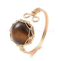 Natural Mixed Gemstone Half Round Open Cuff Rings&nbsp;RJEW-JR00574