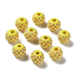 Wood Laser Engraved Tartan Beads&nbsp;WOOD-I011-01A-04