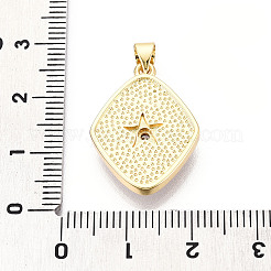 Brass Micro Pave Clear Cubic Zirconia Pendants&nbsp;KK-N268-21G