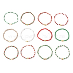 12Pcs Christmas Theme Glass Seed Beads Stretch Bracelet Sets&nbsp;BJEW-JB12109