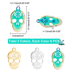 18Pcs 3 Style Ion Plating(IP) 201 Stainless Steel Pendants&nbsp;STAS-DC0004-71