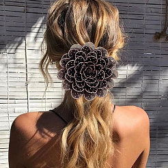 Flower Cloth Rhinestone Broochs&nbsp;JEWB-WH20009-06P-02