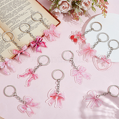 12Pcs 12 Styles Bowknot Acrylic Pendant Keychains&nbsp;KEYC-SP0001-55A