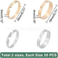 40Pcs 4 Style 201 Stainless Steel Plain Band Adjustable Rings for Women&nbsp;STAS-UN0037-14